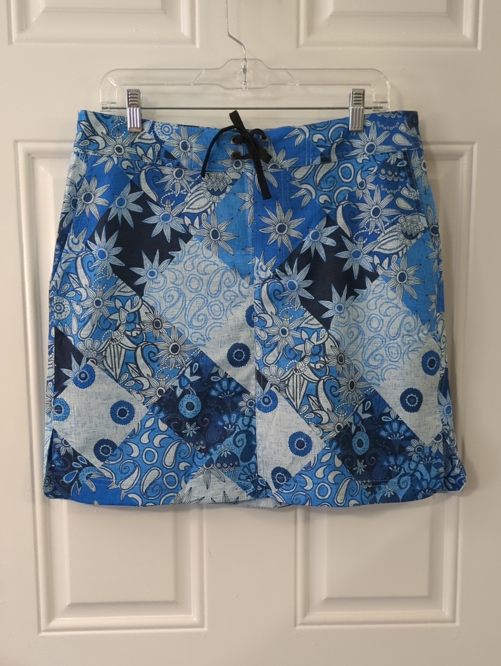 Rip Skirt Hawaii Blue Floral Patchwork Pencil Skirt